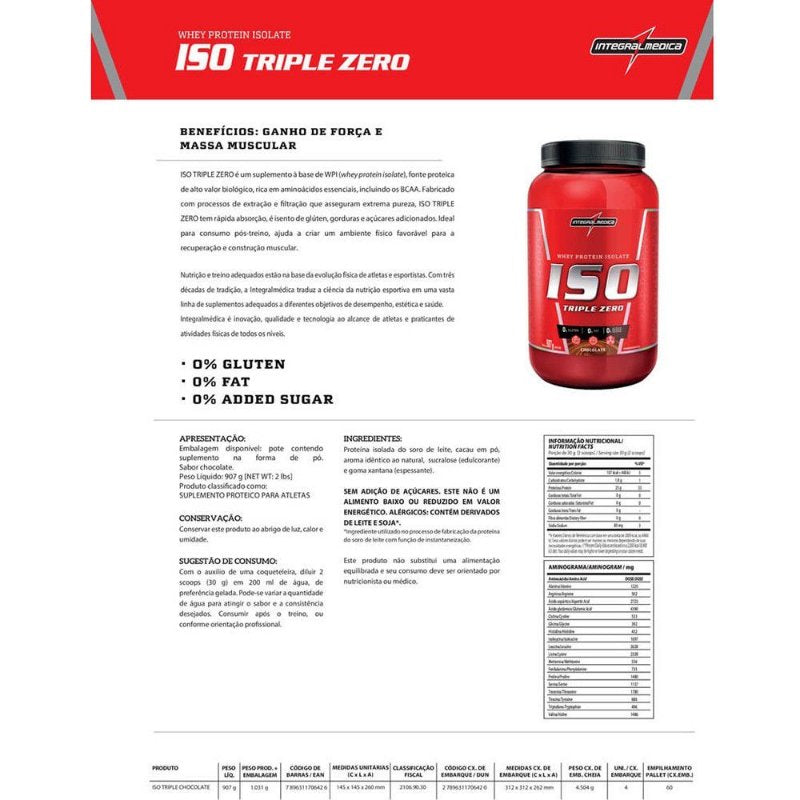 Iso triple zero 900g - Integral médica