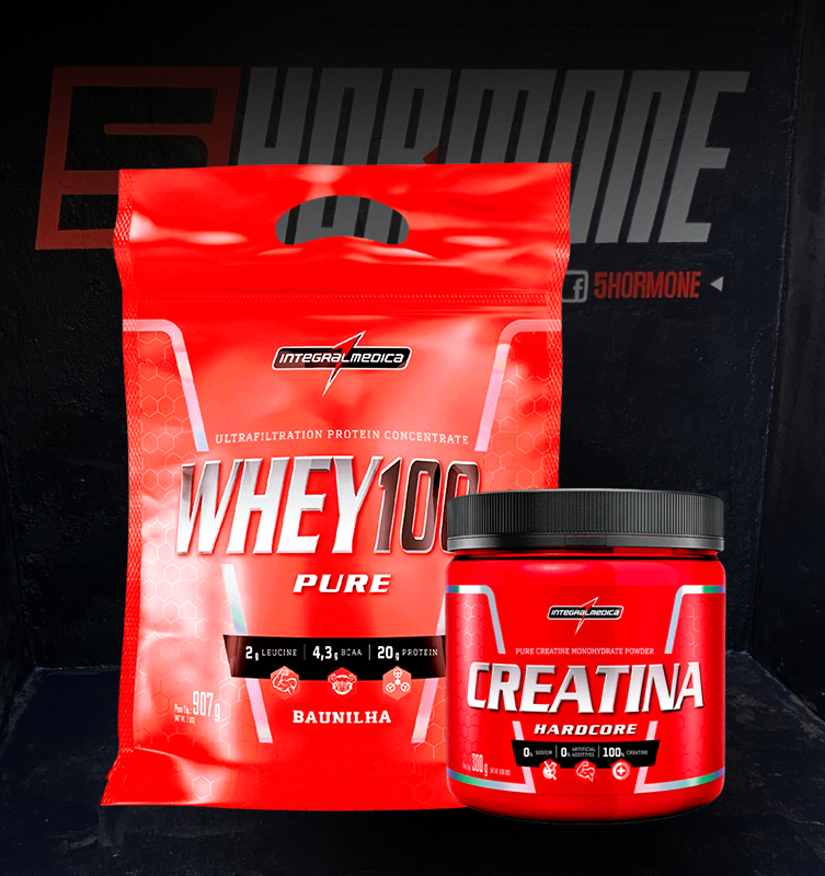 Combo Alta Performance, Força e Massa Muscular - Whey 100% Pure (900G) IM + Creatina (300g) IM