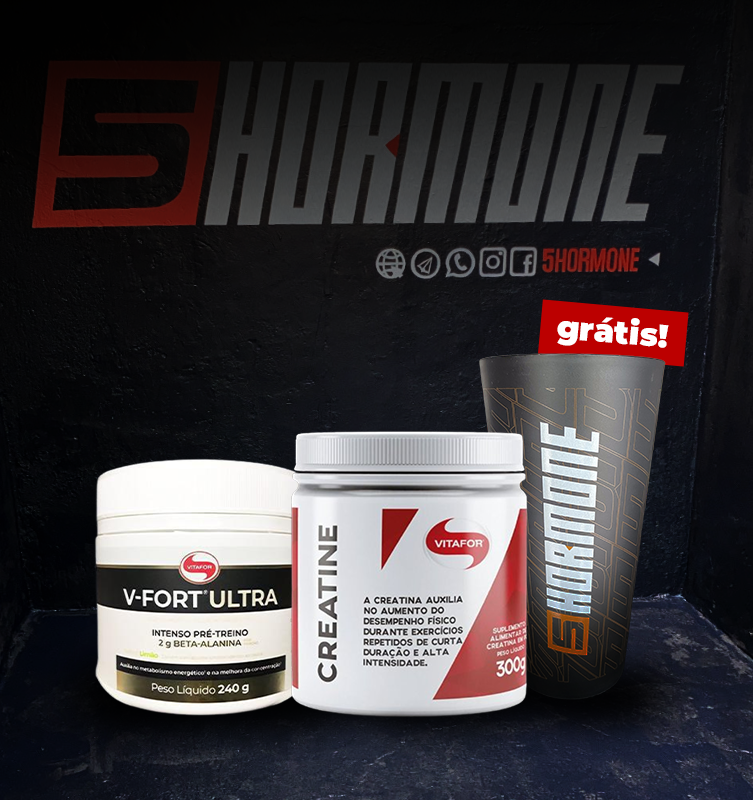 Combo Alta Performance - V-Fort Ultra limao (240g) Vitafor + Creatina (300g) Vitafor