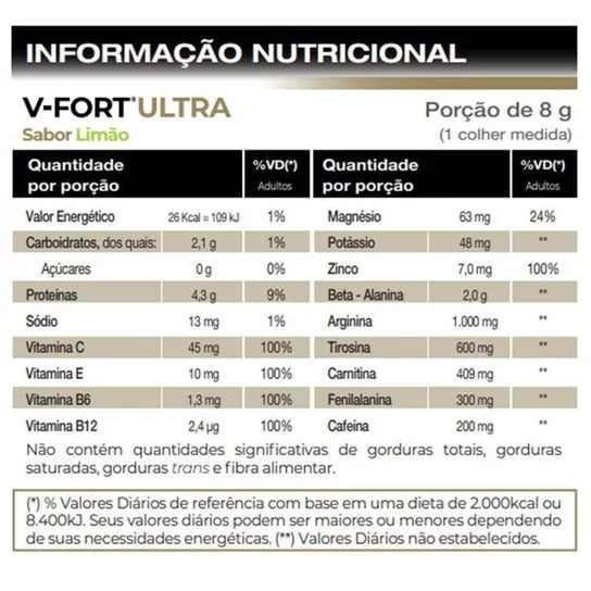 Combo Alta Performance - V-Fort Ultra limao (240g) Vitafor + Creatina (300g) Vitafor